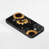 Étui de protection arrière pour téléphone portable en verre PC TPU avec impression de fleurs de marguerite pour iPhone 7 8 X Xr XS 11 12 13 14 15 16 17 18 Pro Max