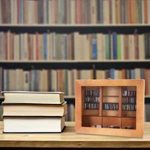 Mini étagère en bois, ornement de bureau, boîte de rangement rectangulaire à compartiments recouverts de couleur unie, pour la décoration de la maison et du bureau - Product Image 4