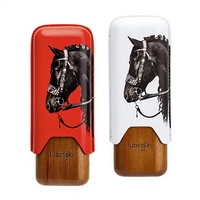 Étui à cigares de luxe Lubinski avec motif tête de cheval, deux compartiments, fabriqué en Chine