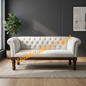 Indian Supplier Vintage Wooden White Sectional Sofa Furniture Living Room Rattan Sofa Set Lounge Couch for Sale Export - Product Image 5