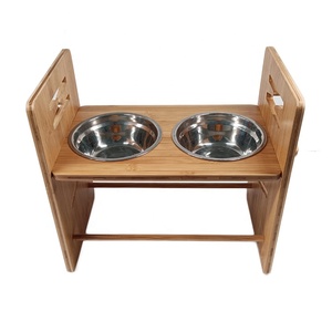 Alimentador de bambu para animais de estimação, altura saudável da natureza, subolmação ajustável, tigela do cão com suporte - Product Image 5
