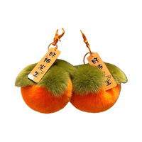 Porte-clés en peluche doux faits main personnalisés en forme de kaki, jouets en peluche en gros pour Halloween, décorations suspendues Ruyi, porte-clés lumineux