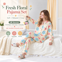 Ensemble de pyjama pour femmes en coton modal à imprimé floral magnifique, vêtements de détente ultra-confortables personnalisés