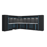Armoires de garage avec étagères réglables, portes verrouillables et unités de rangement spacieuses. Conceptions métalliques durables pour l'organisation des outils