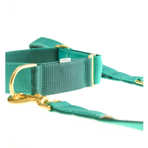 Luxuriöse Haustierprodukte: Verstellbare Nylon-Hundehalsbänder und Leinen-Sets mit passender Leine und goldfarbenen Metallbeschlägen - Product Image 2