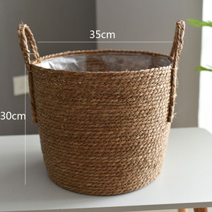 Maceta tejida de paja extragrande, cesta de plantas verdes para bonsái de Interior para flores en maceta - Product Image 3