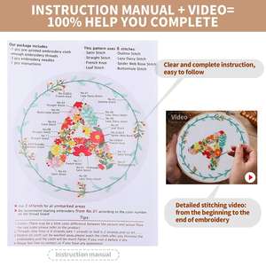 Kit <span class=keywords><strong>de</strong></span> bordado para adultos principiantes con estampado <span class=keywords><strong>de</strong></span> <span class=keywords><strong>flores</strong></span>, kits <span class=keywords><strong>de</strong></span> inicio <span class=keywords><strong>de</strong></span> <span class=keywords><strong>punto</strong></span> <span class=keywords><strong>de</strong></span> <span class=keywords><strong>cruz</strong></span> con aro <span class=keywords><strong>de</strong></span> bordado <span class=keywords><strong>de</strong></span> bambú fácil <span class=keywords><strong>de</strong></span> seguir - Product Image 4