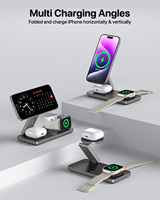 Support de téléphone magnétique 3 en 1 avec charge sans fil universelle 15W 5W 3W, chargeur rapide sans fil pour téléphone portable, iWatch, AirPods