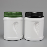 Vente chaude couvercle à l'épreuve des enfants PET blanc noir vide en plastique médecine Capsule supplément protéine médicale poudre emballage pot 500g