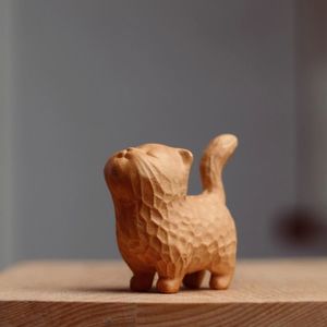 Adorable petit chat pour petite amie, figurine de chat en bois de santal sculpté, série Fun Cat, cadeau d'anniversaire - Product Image 2