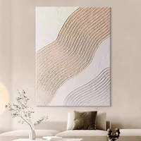 Offre Spéciale blanc pur ligne minimaliste texturé plâtre œuvre contemporaine 3D mur Art peinture décorative
