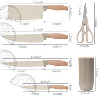 Couteau de cuisine TOALLWIN, couteaux en acier inoxydable avec manche en bois, ensemble de couteaux de chef avec support en plastique