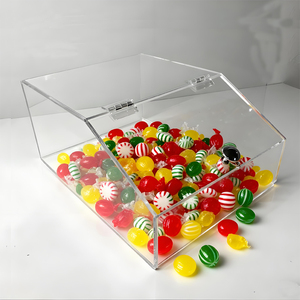 Contenedor de Acrílico Transparente con Tapa Abatible y Asa para Dulces, Caja de Almacenamiento para <span class=keywords><strong>Supermercado</strong></span>, Contenedor de Lucite para Alimentos Secos a Granel - Product Image 1
