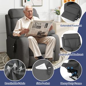 Fauteuil inclinable électrique confortable avec télécommande, cadre en métal et revêtement en velours, en stock aux États-Unis - Product Image 6