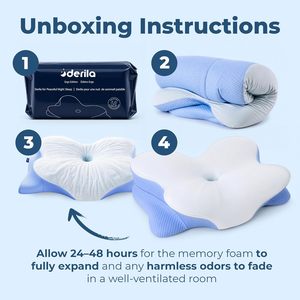 Almohada cervical Derila Ergo de espuma viscoelástica con contorno para dormir de lado o boca arriba, 21.25 x 14.17 x 4.72 pulgadas, azul - Product Image 4