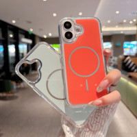 Coque transparente anti-jaunissement pour iPhone 17 Pro Max 16 15 14 avec anneau magnétique métallique pour objectif, pare-chocs électroplaqué et couleurs contrastées