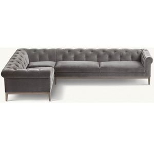 Canapé en tissu en forme de L, style américain, en bois massif, avec boutons - Product Image 3