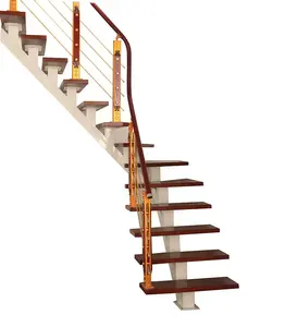 Kapalı çelik ahşap dubleks ev merdiven entegre merdiven salma çatı katı ahşap pedalı düz merdiven