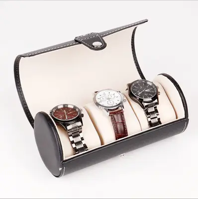 Horloge Doos Pu Lederen 3-Bit Cilinder High-End Horloge Doos Sieraden Horloge Opslag Display Box