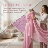 Voiles musulmans en tissu écologique, soie argentée froissée, crêpe georgette, tissu à reflets irréguliers, chiffon rose