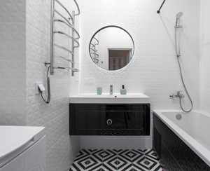 Tocador de baño de madera contrachapada RTA de estilo europeo Proveedor vietnamita elegante de alta calidad con laca de carcasa de acero inoxidable - Product Image 3