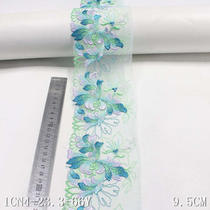 Adorno de encaje bordado de flores multicolor, materiales para accesorios de vestido, recorte de encaje Borde 10cm, disponible en fábrica - Product Image 3