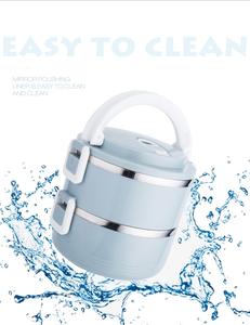 เบนโตะกล่องข้าวสแตนเลสขนาดเล็ก3ชั้นแบบพกพากล่องอาหารกลางวันหลากสีเก็บอุณหภูมิสุญญากาศ - Product Image 2