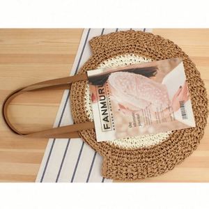 Wholesale Round Single Shoulder Paper Rope Woven <b>Bag</b> Seaside Vacation <b>Large</b> Capacity Women <b>Beach</b> Straw <b>Bag</b> - Product Image 6