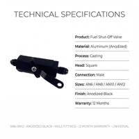 HAOFA AN6-12 Válvula de corte de combustible de aluminio anodizado, accesorios reductores macho en línea, palanca hexagonal, dirección de flujo marcada con láser, universal