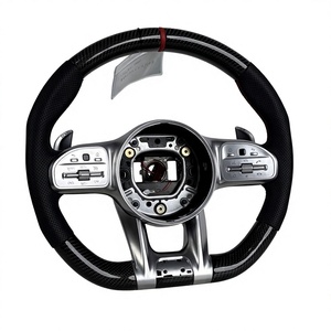 Volant en cuir et fibre de carbone pour <span class=keywords><strong>Mercedes</strong></span> Benz GLE300 GLE400 GLE350 CLA 45 C63 C43 E63 AMG GT W212 W204 W205 W213 GLE - Product Image 1