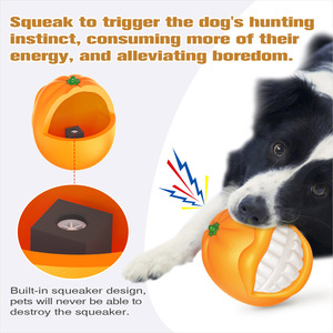 Multi Functional Orange Dog Chew <b>Toy</b> with Squeaker for Teeth Cleaning and Outdoor Play - Product Image 3