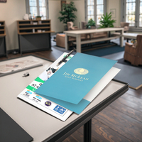 Dossier de présentation personnalisé en couleur pleine, A4 A5, 2 pochettes, logo en relief, dossier de documents en papier, plastifié pour le bureau d'entreprise