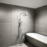 Bouton de contrôle fonction mélangeur de douche bain et salle de bain ensemble de douche pluie avec robinet à bec cascade