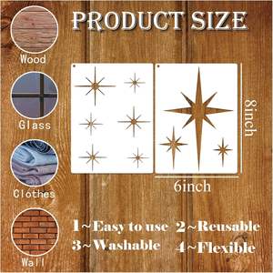 Grand <span class=keywords><strong>pochoir</strong></span> de dessin mural étoile scintillante pochoirs de <span class=keywords><strong>peinture</strong></span> réutilisables pour murs bois artisanat toile <span class=keywords><strong>tissu</strong></span> décoration de la maison petit scintillant - Product Image 6
