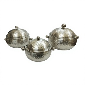 Matte Finished Stainless Steel Hotpot Premium Quality Handmade Casserole Classic Stylish Designer Metal <b>Food</b> <b>Warmer</b> - Product Image 1
