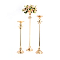 Vases de mariage hauts décoratifs en métal doré, support à fleurs pour décoration de mariage, centres de table argentés pour fête de mariage, porte-bougie