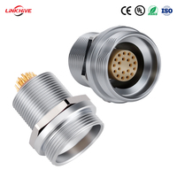 Conector Marino Recto LINKHIVE Serie W IP68, Impermeable, de 2-32 Pines, con Contactos de Latón Cromado y Chapado en Oro, con Bloqueo en Espiral