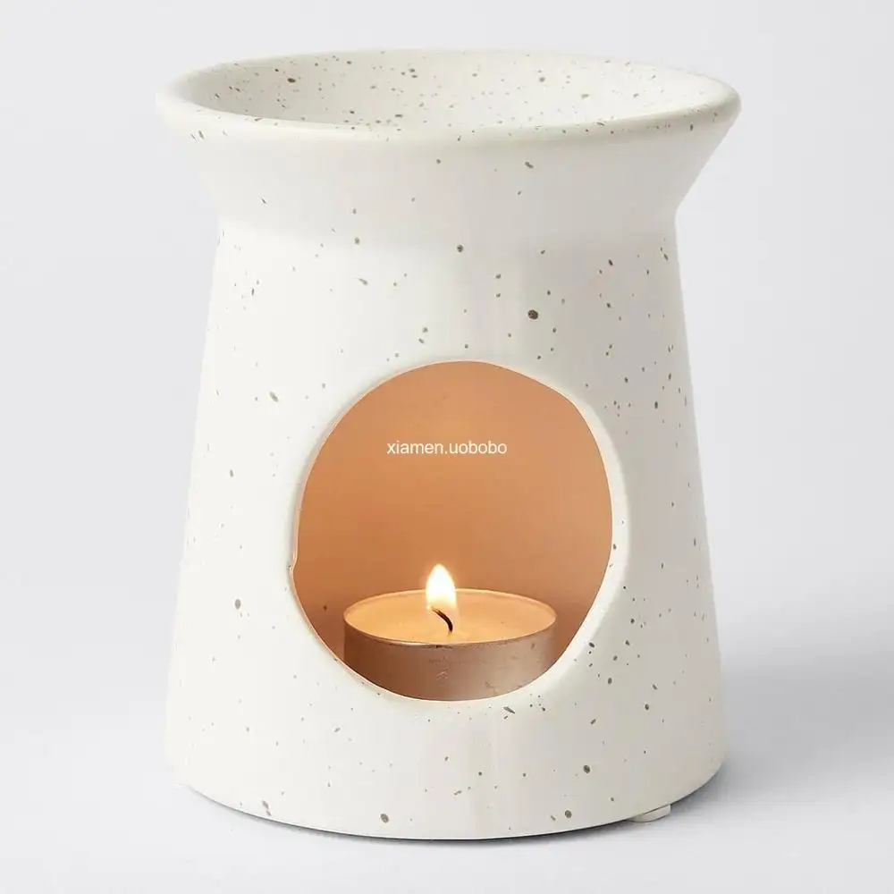 Speckled weiß glasiert Duft Aroma essentiell Keramik Wachs schmelze Ölbrenner
