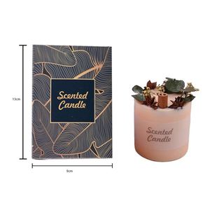 Bougie parfumée artisanale en forme de cylindre avec fleurs et plantes séchées, bougie aromathérapeutique en cire pour la décoration de la maison - Product Image 3