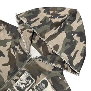 Sudadera con Capucha y Cremallera para Hombre, Camuflaje, Estilo Vintage, Holgada, Informal, de Algodón 100% Transpirable - Product Image 4