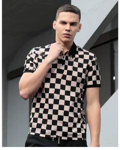 Hoge Kwaliteit Custom Printing Ontwerp Mannen Dambord Casual Mode Spandex Katoen Golf Polo Shirt - Product Image 5