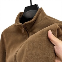 Blouson Bomber Homme en Polaire Polyester Double Face Couleur Unie Imprimé Décoloré Col Montant Chaud et Décontracté pour l'Hiver