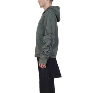 Chaqueta vaquera para hombre con logo de marca personalizado, mangas arrugadas, efecto lavado y desgastado, estilo streetwear, venta al por mayor - Product Image 5