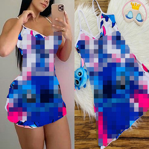 Conjunto de Pijama Familiar con Tirantes, Bonito Conjunto de Pijama Corto con Estampado de Dibujos Animados, Ropa de Dormir, Pijama para Estudiantes, Conjunto de Dos Piezas para Mujer - Product Image 6