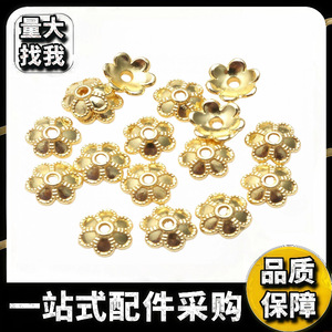 18K Gold Flower Bead Holder Spacer For <b>Bracelet</b> Making Jewelry Findings <b>Metal</b> Electroplated Circular Pattern - Product Image 5