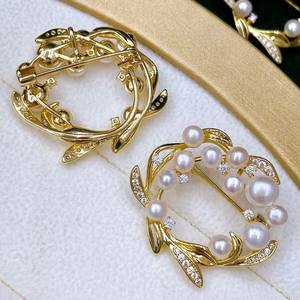 Broches de mode automne-hiver, populaires, motif guirlande florale, broche de poitrine, pendentif, broche de collier en perle d'eau douce naturelle de Zhuji, double usage - Product Image 3