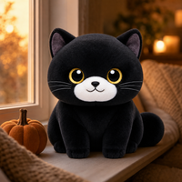 Peluche chat noir personnalisée pour Halloween, jouet en peluche mignon et kawaii, poupée chat en peluche douce pour enfants, fête de crèche, EN71 CE BSCI