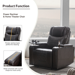 Sillón Reclinable Eléctrico con Puerto de Carga USB, Control Remoto para Masajes, Almacenamiento Oculto en el Reposabrazos, 2 Portavasos Prácticos, Bandeja Giratoria de 360° - Product Image 2