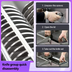 Machine à découper la viande professionnelle en acier inoxydable, fonction automatique pour la découpe en bandes, en dés et en tranches de bœuf, de poulet et de poitrine de poulet, haute performance - Product Image 4