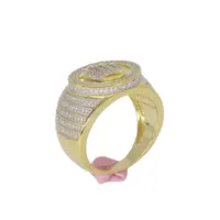 No Gold Loss Hiphop anello con diamanti in oro 10K personalizzato per uomo anello in oro giallo uomo